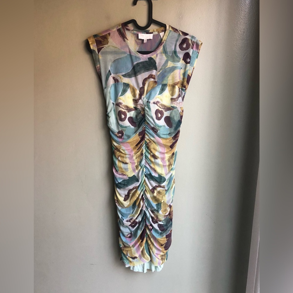 Ted Baker Amilea Printed Ruched Mesh Bodycon Dress Size: 0